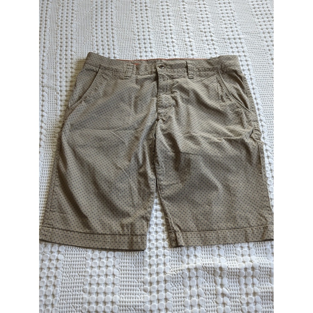 Alberto Regular Slim Fit Bermuda Shorts Sz 36 Tan Blue Inseam 12" Waist 36"